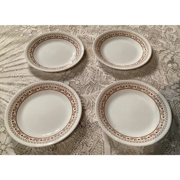 Corelle White & Ginger Brown Summer Impressions Set of 4 Bread Plates 6.75” - Picture 4 of 8